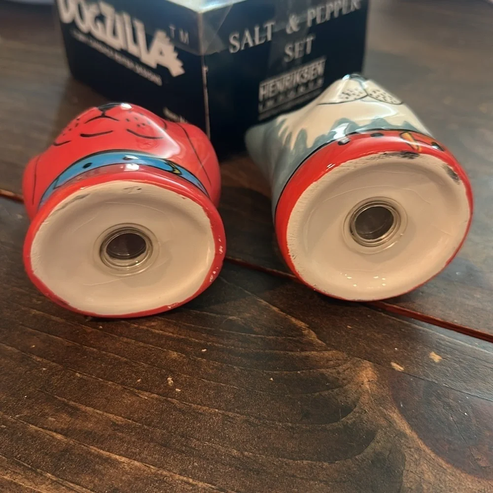 Candace Reiter Dogzilla Salt Pepper Shaker Set, Whimsical Ceramic Dogs